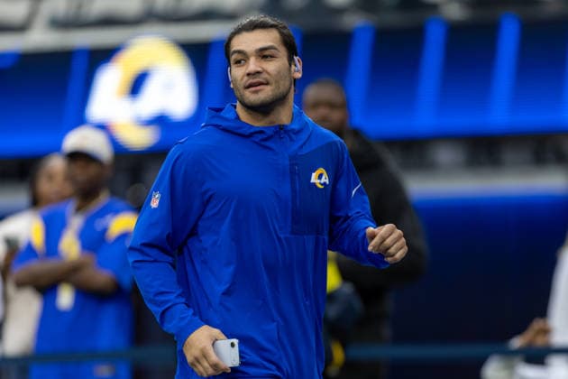 INGLEWOOD, CA - JANUARY 04: Los Angeles Rams wide receiver Puka Nacua 12 during warmups prior to an NFL, American Football Herren, USA game between the Arizona Cardinals and the Los Angeles Rams on January 4, 2026, at SoFi Stadium in Inglewood, CA. (Photo by Greg Fiore Icon Sportswire) NFL: JAN 04 Cardinals at Rams EDITORIAL USE ONLY Icon2601400027
