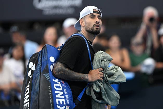 TENNIS BRISBANE INTERNATIONAL, Nick Kyrgios of Australia is seen leaving the court after losing against Aleksandar Kovacevic of the USA during day three of the Brisbane International tennis tournament at Pat Rafter Arena in Brisbane, Tuesday, January 6, 2026. ( NO ARCHIVING, EDITORIAL USE ONLY BRISBANE QUEENSLAND AUSTRALIA  Copyright: xDARRENxENGLANDx 20260106184646739619