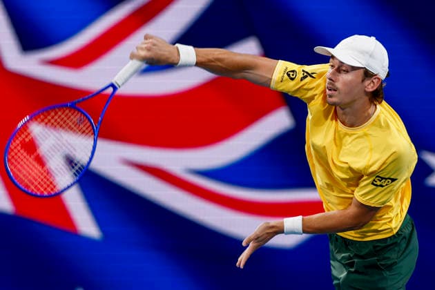 TENNIS UNITED CUP SYDNEY, Alex de Minaur of Team Australia warms up ahead of his Group D singles match against Jakub Mensik of Team Czechia during day five of the 2026 United Cup at Ken Rosewall Arena in Sydney, Tuesday, January 6, 2026. ( NO ARCHIVING, EDITORIAL USE ONLY SYDNEY NEW SOUTH WALES AUSTRALIA  Copyright: xMARKxEVANSx 20260106185706753605