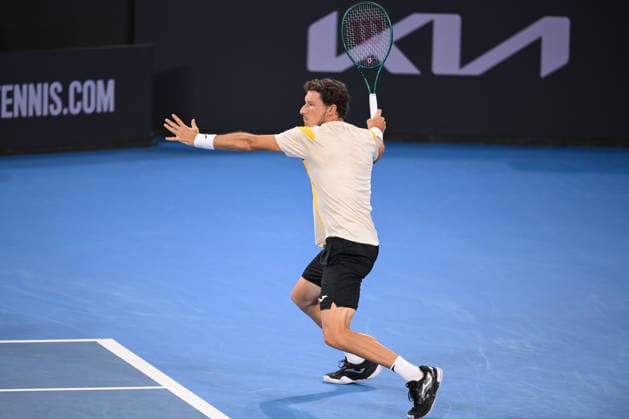 TENNIS BRISBANE INTERNATIONAL, Pablo Carreno Busta of Spain in action against Grigor Dimitrov of Bulgaria during day three of the Brisbane International tennis tournament at Pat Rafter Arena in Brisbane, Tuesday, January 6, 2026. ( NO ARCHIVING, EDITORIAL USE ONLY BRISBANE QUEENSLAND AUSTRALIA  Copyright: xZAINxMOHAMMEDx 20260106122560802111
