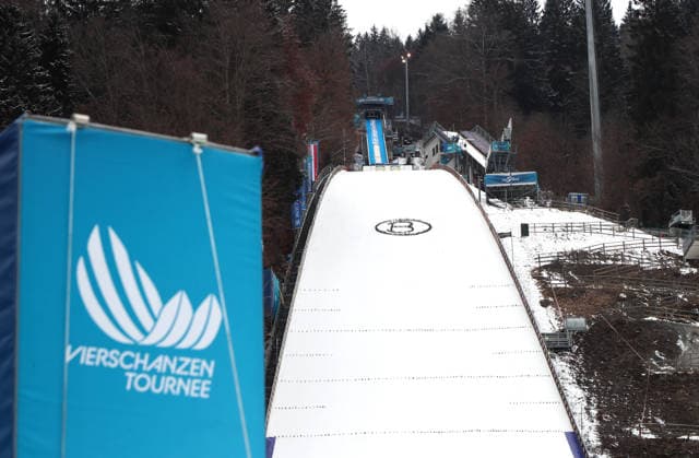 74.Internationale Vierschanzentournee, Skispringen, Herren, Weltcup, Bischofshofen, Paul-Ausserleitner Schanze, 4hills Hier der Blick im Sepp-Bradl Skistadion auf die Paul-Ausserleitner Schanze in Bischofshofen, wo das Finale der Vierschanzentournee ausgetragen wird, hier noch ohne Zuschauer, Fans *** 74 International Four Hills Tournament, Ski Jumping, Men, World Cup, Bischofshofen, Paul Ausserleitner Schanze, 4hills Here the view in the Sepp Bradl Ski Stadium on the Paul Ausserleitner Schanze in Bischofshofen, where the final of the Four Hills Tournament will be held, here still without spectators, fans