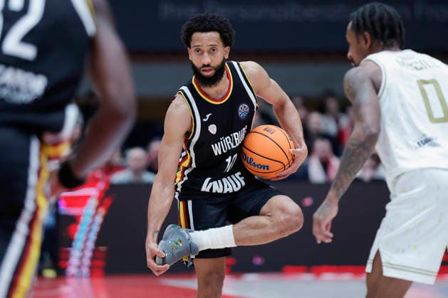 Im Bild: Davion Mintz (Wuerzburg Baskets, 10) 06.01.2026, Fitness First Wuerzburg Baskets vs. Patrioti Levice, Basketball Champions League, Play-Ins, Spiel 1, Deutschland, 97072, tectake-Arena Wuerzburg, Copyright: HMBxMedia xJulienxBecker