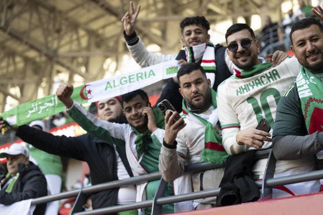 Algeria v Democratic Republic of the Congo - AFCON 2025 RABAT, MOROCCO - JANUARY 6: Algerian and Congolese fans cheer for their teams during the 35th Africa Cup of Nations (AFCON 2025) round of 16 match between Algeria and the Democratic Republic of the Congo at the Moulay Hassan Stadium in Rabat, Morocco on January 6, 2026. Abu Adem Muhammed Anadolu Rabat Morocco. Editorial use only. Please get in touch for any other usage.  Copyright: x2026xAnadoluxAbuxAdemxMuhammedx