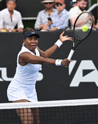 USA™s Venus Williams during her singles match at the 2026 ASB Classic Women™s Tennis Tournament at Manuka Doctor Arena, Auckland, New Zealand. Tuesday 6 January 2026. Photo: Andrew Cornaga z Auckland New Zealand Copyright: xAndrewxCornaga x