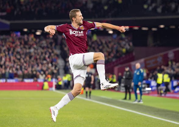 West Ham United v Nottingham Forest, Premier League, Football, London Stadium, London, UK - 06 Jan 2026 Goal. Tomas Soucek of West Ham United celebrates after scoreing the first goal of the game London London Stadium Stratford GBR, UK NEWSPAPERS OUT Copyright: xEllixBirchx