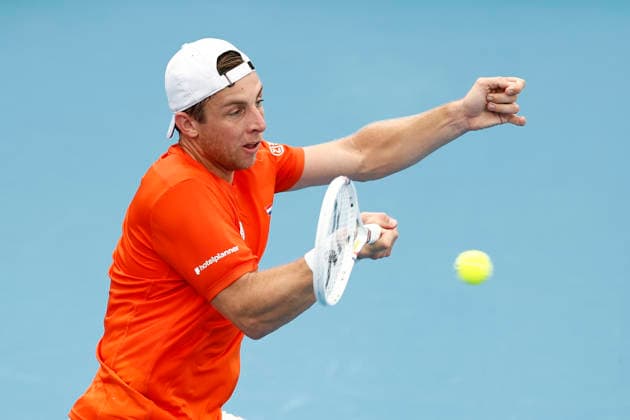 TENNIS UNITED CUP SYDNEY, Tallon Griekspoor of Team Netherlands plays a forehand in his Group F singles match against Hubert Hurkacz of team Poland during day six of the 2026 United Cup at Ken Rosewall Arena in Sydney, Wednesday, January 7, 2026. ( NO ARCHIVING, EDITORIAL USE ONLY SYDNEY NEW SOUTH WALES AUSTRALIA  Copyright: xMARKxEVANSx 20260107189910377489
