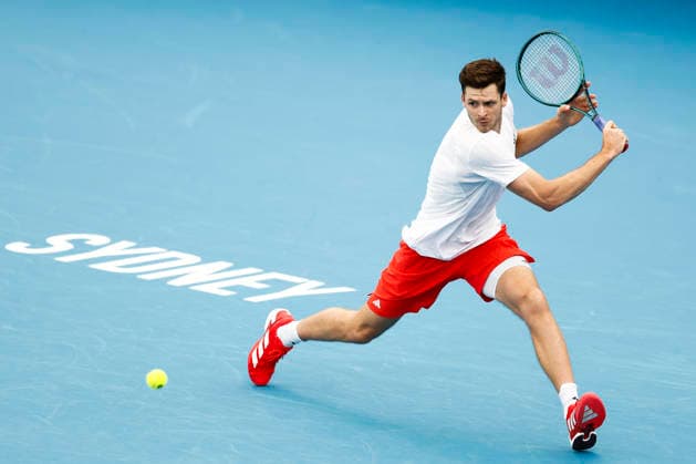 TENNIS UNITED CUP SYDNEY, Hubert Hurkacz of team Poland plays a backhand in his Group F singles match against Tallon Griekspoor of Team Netherlands during day six of the 2026 United Cup at Ken Rosewall Arena in Sydney, Wednesday, January 7, 2026. ( NO ARCHIVING, EDITORIAL USE ONLY SYDNEY NEW SOUTH WALES AUSTRALIA  Copyright: xMARKxEVANSx 20260107164277691561