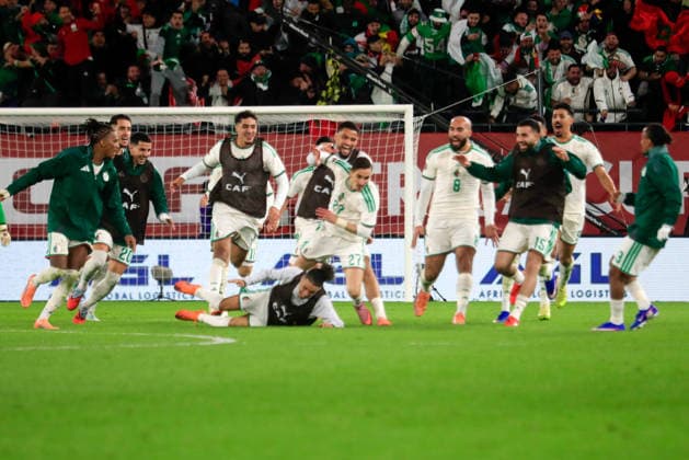 RABAT, MOROCCO - JANUARY 6: Algeria celebrate goal during the Africa Cup of Nations (AFCON) match between Algeria and Dr Congo on January 6th, 2026 at Moulay Hassan Stadium, Morocco. Photo by Vincent Kamto Copyright: xVincentxKAMTOx