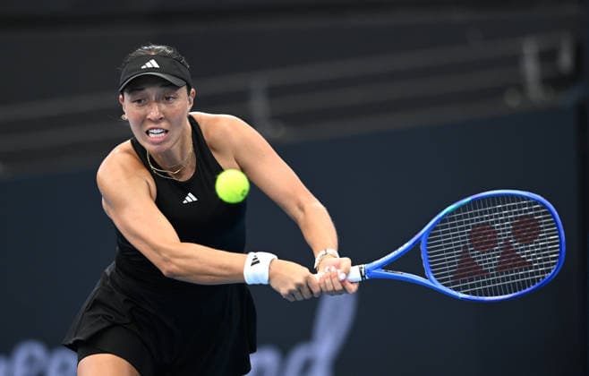 TENNIS BRISBANE INTERNATIONAL, Jessica Pegula of the United States in action against Anna Kalinskaya of Russia during day four of the Brisbane International tennis tournament at Pat Rafter Arena in Brisbane, Wednesday, January 7, 2026. ( NO ARCHIVING, EDITORIAL USE ONLY BRISBANE QUEENSLAND AUSTRALIA  Copyright: xDARRENxENGLANDx 20260107180958893200
