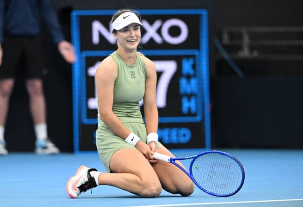 TENNIS BRISBANE INTERNATIONAL, Anna Kalinskaya of Russia reacts against Jessica Pegula of the United States during day four of the Brisbane International tennis tournament at Pat Rafter Arena in Brisbane, Wednesday, January 7, 2026. ( NO ARCHIVING, EDITORIAL USE ONLY BRISBANE QUEENSLAND AUSTRALIA  Copyright: xDARRENxENGLANDx 20260107175062327550