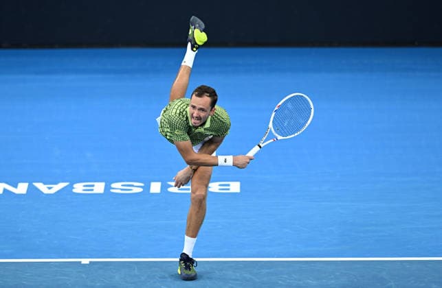 TENNIS BRISBANE INTERNATIONAL, Daniil Medvedev of Russia in action against Frances Tiafoe of the USA during day four of the Brisbane International tennis tournament at Pat Rafter Arena in Brisbane, Wednesday, January 7, 2026. ( NO ARCHIVING, EDITORIAL USE ONLY BRISBANE QUEENSLAND AUSTRALIA  Copyright: xDARRENxENGLANDx 20260107164654452699