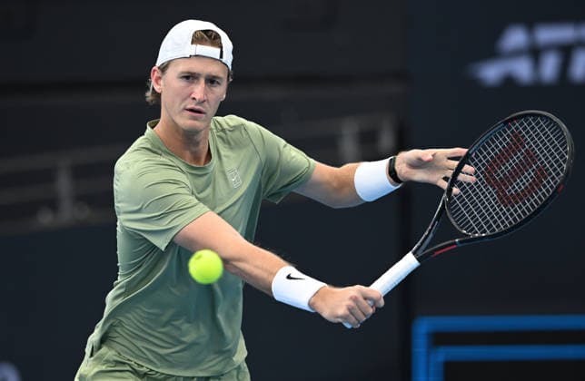 TENNIS BRISBANE INTERNATIONAL, Sebastian Korda of the USA in action against Jiri Lehecka of the Czech Republic during day four of the Brisbane International tennis tournament at Pat Rafter Arena in Brisbane, Wednesday, January 7, 2026. ( NO ARCHIVING, EDITORIAL USE ONLY BRISBANE QUEENSLAND AUSTRALIA  Copyright: xDARRENxENGLANDx 20260107148394287178