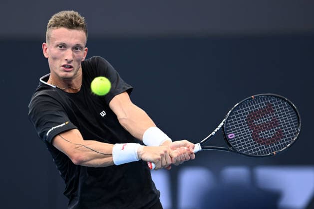 TENNIS BRISBANE INTERNATIONAL, Jiri Lehecka of the Czech Republic in action against Sebastian Korda of the USA during day four of the Brisbane International tennis tournament at Pat Rafter Arena in Brisbane, Wednesday, January 7, 2026. ( NO ARCHIVING, EDITORIAL USE ONLY BRISBANE QUEENSLAND AUSTRALIA  Copyright: xDARRENxENGLANDx 20260107148928902370
