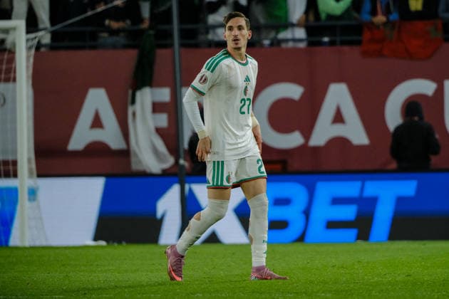 Mohamed Amoura scores for Algeria vs DR Congo - AFCON 2025 RABAT, MOROCCO - JANUARY 06: Adil Boulbina ( 27) of Algeria strikes the ball to score the opening goal during the AFCON 2025 Round of 16 match against DR Congo at Stade Moulay El Hassan on January 06, 2026. The goal proved decisive in the Fennecs quest for the quarter-finals