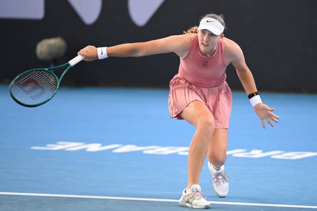TENNIS BRISBANE INTERNATIONAL, Mirra Andreeva in action against Olivia Gadecki of Australia during day four of the Brisbane International tennis tournament at Pat Rafter Arena in Brisbane, Wednesday, January 7, 2026. ( NO ARCHIVING, EDITORIAL USE ONLY BRISBANE QUEENSLAND AUSTRALIA  Copyright: xZAINxMOHAMMEDx 20260107124444367742