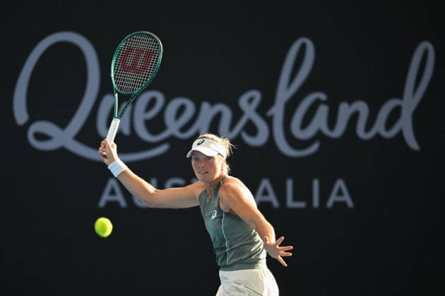 TENNIS BRISBANE INTERNATIONAL, Olivia Gadecki of Australia in action against Mirra Andreeva during day four of the Brisbane International tennis tournament at Pat Rafter Arena in Brisbane, Wednesday, January 7, 2026. ( NO ARCHIVING, EDITORIAL USE ONLY BRISBANE QUEENSLAND AUSTRALIA  Copyright: xZAINxMOHAMMEDx 20260107113943349518