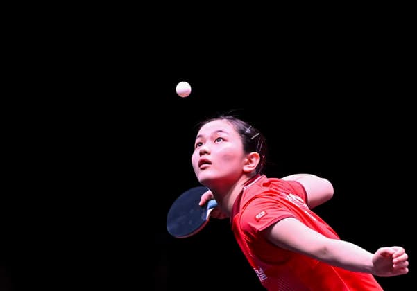 WTT CHAMPIONS DOHA 2026 Kim Nayeong of South Korea competes against Zeng Jian of Singaporeduring the WTT Champions Doha 2026 WomenÕs Round of 32 at Lusail Sports Arena in Lusail, Qatar on January 7, 2026. DOHA Qatar Copyright: xNOUSHADxTHEKKAYILx