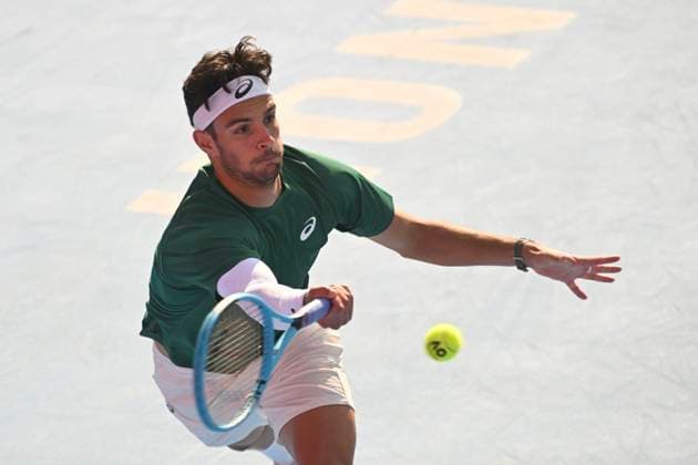 Hong Kong Tennis Open(ATP250) - Day 4 Lorenzo Musetti, an Italian tennis player, during a match at the Hong Kong Tennis Open(ATP250) on January 7, 2026 in Hong Kong. (Photo by Kobe Li Nexpher Images) Hong Kong