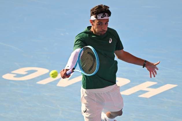 Hong Kong Tennis Open(ATP250) - Day 4 Lorenzo Musetti, an Italian tennis player, during a match at the Hong Kong Tennis Open(ATP250) on January 7, 2026 in Hong Kong. (Photo by Kobe Li Nexpher Images) Hong Kong