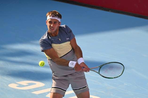 Hong Kong Tennis Open(ATP250) - Day 4 Tomas Martin Etcheverry, an Argentine tennis player, during a match at the Hong Kong Tennis Open(ATP250) on January 7, 2026 in Hong Kong. (Photo by Kobe Li Nexpher Images) Hong Kong