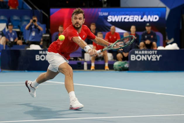 TENNIS UNITED CUP PERTH, Stan Wawrinka of Switzerland in action against Sebastian Baez of Argentina during the United Cup quarter-final match between Argentina and Switzerland at RAC Arena in Perth, Wednesday, January 7, 2026. ( NO ARCHIVING, EDITORIAL USE ONLY PERTH Western Australia Australia  Copyright: xRICHARDxWAINWRIGHTx 20260107119458276627
