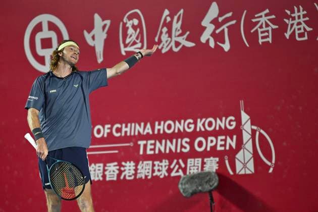 Hong Kong Tennis Open(ATP250) - Day 4 Andrey Rublev, a Russian tennis player, during a match at the Hong Kong Tennis Open(ATP250) on January 7, 2026 in Hong Kong. (Photo by Kobe Li Nexpher Images) Hong Kong