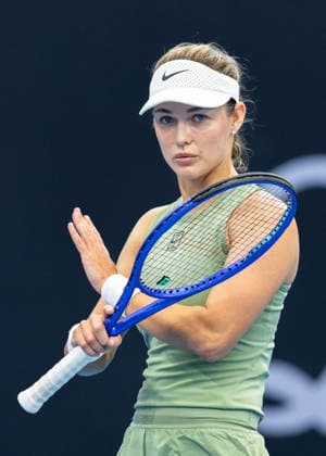 January 7, 2026, Brisbane, Qld, Australia: ANNA KALINSKAYA of Russia reacts during her WomenÃ¢â‚¬â ¢s Singles round of 32 match against JESSICA PEGULA of the United States at the Brisbane International. Brisbane Australia - ZUMAt173 20260107_zsp_t173_013 Copyright: xStephanexThomasx
