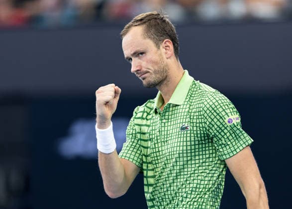 January 7, 2026, Brisbane, Qld, Australia: DANIIL MEDVEDEV of Russia reacts between points during his MenÃ¢â‚¬â ¢s Singles round of 16 match against FRANCES TIAFOE of the United States at the Brisbane International. Brisbane Australia - ZUMAt173 20260107_zsp_t173_048 Copyright: xStephanexThomasx