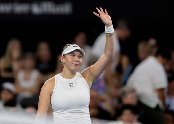 January 7, 2026, Brisbane, Qld, Australia: AMANDA ANISIMOVA of the United States celebrates after winning her WomenÃ¢â‚¬â ¢s Singles round of 32 match against KIMBERLEY BIRRELL of Australia at the Brisbane International. Brisbane Australia - ZUMAt173 20260107_zsp_t173_064 Copyright: xStephanexThomasx