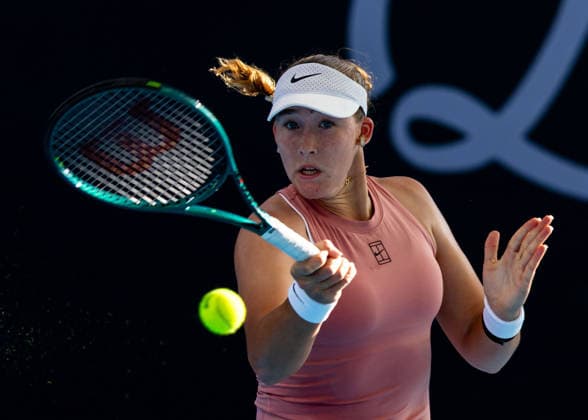 January 7, 2026, Brisbane, Qld, Australia: MIRRA ANDREEVA of Russia plays a forehand during her WomenÃ¢â‚¬â ¢s Singles round of 32 match against OLIVIA GADECKI of Australia at the Brisbane International. Brisbane Australia - ZUMAt173 20260107_zsp_t173_068 Copyright: xStephanexThomasx