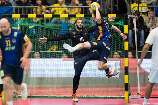 260107 Goalkeeper Rangel da Rosa of Brazil and Sebastian Karlsson of Sweden during the International Friendly, Länderspiel, Nationalmannschaft handball match between Sweden and Brazil on January 7, 2026 in Partille. Photo: Mathias Bergeld BILDBYRAN kod MB MB1272 handball handboll handball international friendly sverige sweden brazil bbeng träningsmatch träningslandskamp Copyright: MATHIASxBERGELD BB260107MB017