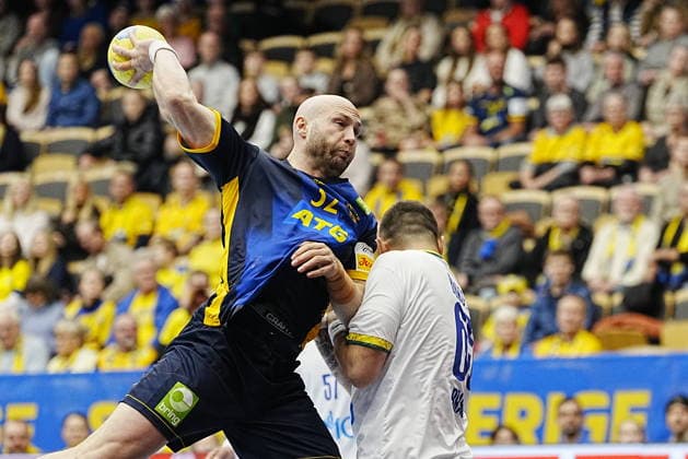 GÖTEBORG, SVERIGE 20260107 Sveriges Oscar Bergendahl med bollen under onsdagens landskamp i handboll mellan Sverige och Brasilien i Partille arena. GÖTEBORG SVERIGE x9200x Copyright: xBjörnxLarssonxRosvall TTx HANDBOLL SVERIGE-BRASILIEN