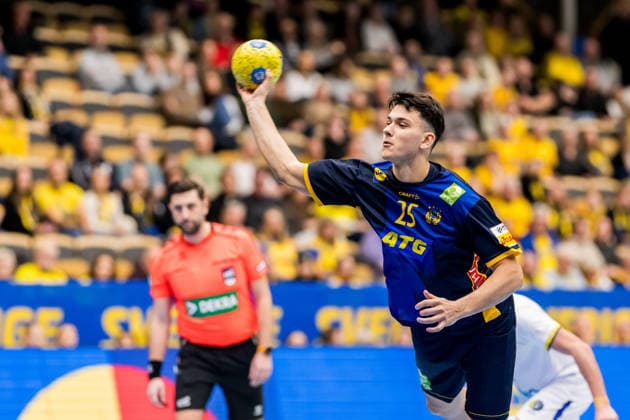 260107 Nikola Roganovic of Sweden during the International Friendly, Länderspiel, Nationalmannschaft handball match between Sweden and Brazil on January 7, 2026 in Partille. Photo: Mathias Bergeld BILDBYRAN kod MB MB1272 handball handboll handball international friendly sverige sweden brazil bbeng träningsmatch träningslandskamp Copyright: MATHIASxBERGELD BB260107MB037