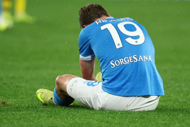 Rasmus Hojlund of SSC Napoli looks dejected during the Serie A 2025 2026 football match between SSC Napoli and Hellas Verona at Diego Armando Maradona stadium in Naples (Italy), January 7, 2026. cesarexpurini
