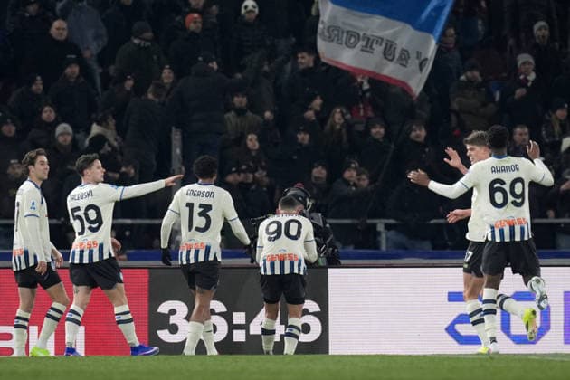 Atalanta s Nikola Krstovic celebrates after scoring the 0-1 goal for his team during the Serie A soccer match between Bologna and Atalanta at the Renato DallÕAra Stadium in Bologna, north Italy - Wednesday, January 7, 2026 -  Copyright: xMassimoxPaolone LaPressex