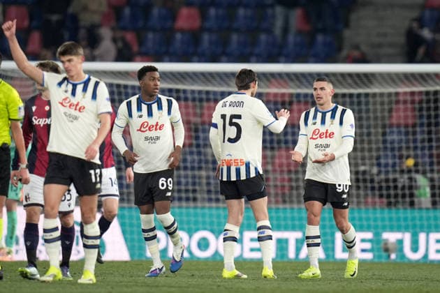 Atalanta s Nikola Krstovic celebrates after scoring the 0-2 goal for his team during the Serie A soccer match between Bologna and Atalanta at the Renato Dall™Ara Stadium in Bologna, north Italy - Wednesday, January 7, 2026 -  Copyright: xMassimoxPaolone LaPressex