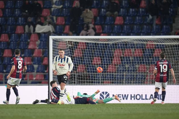 Atalanta s Nikola Krstovic goal 0-2 during the Serie A soccer match between Bologna and Atalanta at the Renato DallÕAra Stadium in Bologna, north Italy - Wednesday, January 7, 2026 -  Copyright: xMassimoxPaolone LaPressex