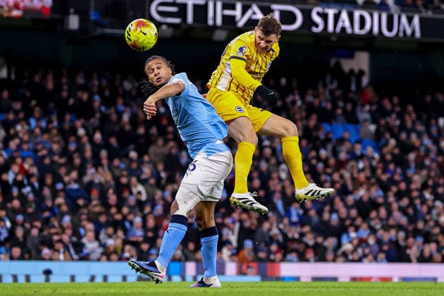Manchester City v Brighton & Hove Albion, Premier League Pascal Gross of Brighton and Hove Albion heads at goal during the Manchester City v Brighton & Hove Albion Premier League match at the Etihad Stadium, Manchester, England on 7 January 2026 Credit: Ryan Crockett Every Second Media Editorial use only. All images are copyright Every Second Media Limited. No images may be reproduced without prior permission. All rights reserved. Premier League and Football League images are subject to licensing agreements with Football DataCo Limited. see https: www.football-dataco.com Copyright: xIMAGO EveryxSecondxMediax ESM-1739-0015 RyanxCrockettx xEveryxSecondxMediax