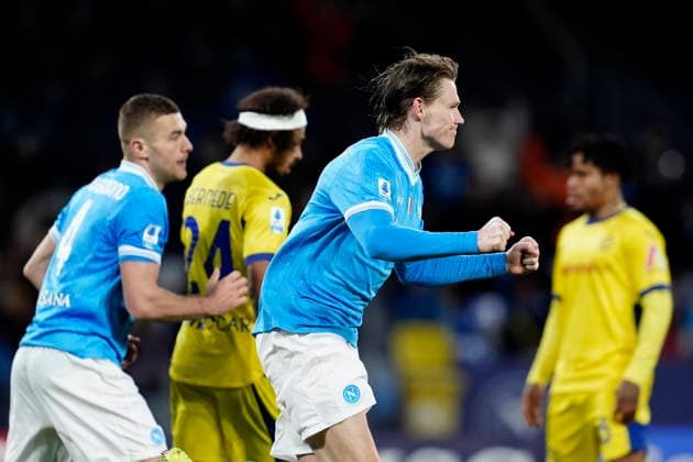 Scott McTominay (SSC Napoli) celebrates after scoring his team s first goal, Serie A, SSC Napoli v Hellas Verona FC, Diego Maradona, January 7, 2026, Napoli, Italy.