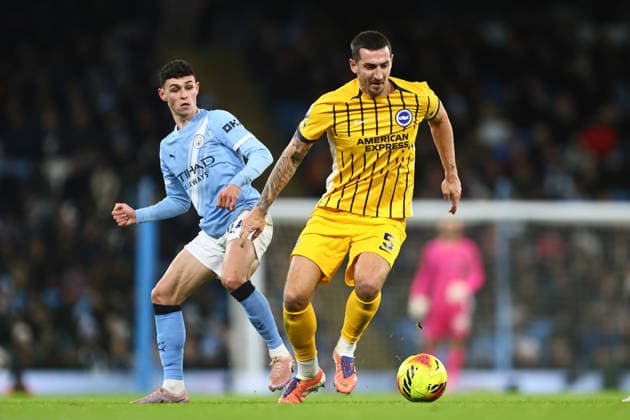 Phil Foden of Manchester City and Lewis Dunk of Brighton Manchester City v Brighton and Hove Albion, Premier League, Football, Etihad Stadium, Manchester, UK - 07 Jan 2026Manchester Etihad Stadium United Kingdom EDITORIAL USE ONLY No use with unauthorised audio, video, data, fixture lists, club league logos or live services. Online in-match use limited to 120 images, no video emulation. No use in betting, games or single club league player publications. Copyright: xPhilxOldham Shutterstockx 16232924k