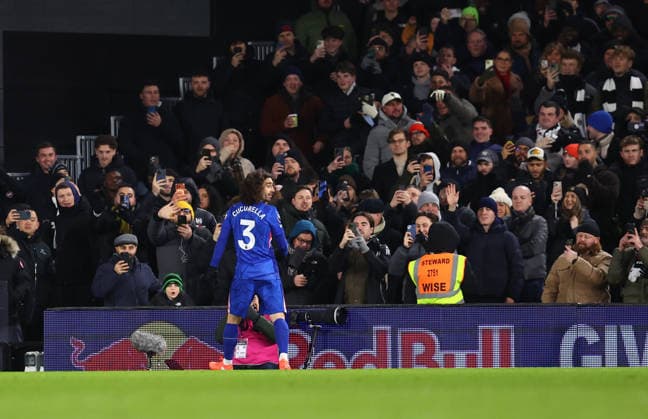 London, England, 7th January 2026. Marc Cucurella of Chelsea leaves the pitch after being shown a red card during the Fulham vs Chelsea Premier League match at Craven Cottage, London. Picture credit should read: Paul Terry Sportimage EDITORIAL USE ONLY. No use with unauthorised audio, video, data, fixture lists, club league logos or live services. Online in-match use limited to 120 images, no video emulation. No use in betting, games or single club league player publications. SPI_033_PT_Fulham_Chelsea SPI-4434-0033