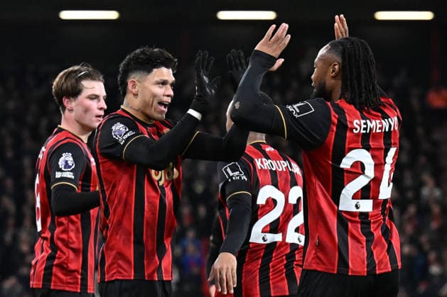 Bournemouth v Tottenham Hotspur Premier League Evanilson of Bournemouth celebrates scoring during the Premier League match at the Vitality Stadium, Bournemouth 07 01 2026 UK Newspapers OUT Copyright: xJeremyxLandeyx FIL-22755-0019