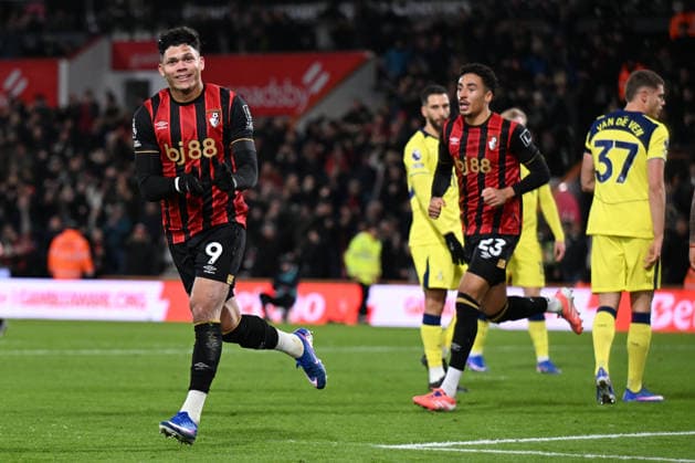 Bournemouth v Tottenham Hotspur Premier League Evanilson of Bournemouth celebrates scoring during the Premier League match at the Vitality Stadium, Bournemouth 07 01 2026 UK Newspapers OUT Copyright: xJeremyxLandeyx FIL-22755-0025