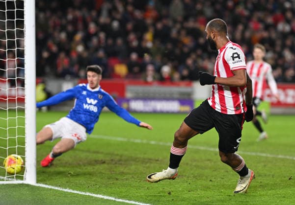 Brentford v Sunderland Premier League Igor Thiago of Brentford scores his sides opening goal during the Premier League match at the Gtech Community Stadium, Brentford 07 01 2026 UK Newspapers OUT Copyright: xNigelxBramleyx FIL-22756-0022