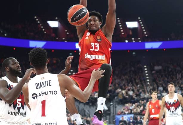 Bayerns 33 David MACCORMACK. Basketball: Bayern - Baskonia. Euroleague, FC Bayern Basketball - Kosner Baskonia Vitoria-Gasteiz, Runde 20, Saison 2025-2026, am 7.01.2026 in Muenchen, S A P G A R D E N, Deutschland. Quelle Copyright Credit : Oryk HAIST