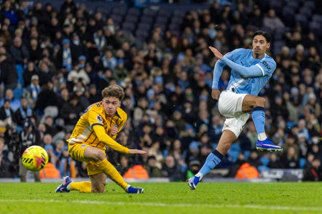 7th January 2026; Etihad Stadium, Manchester, Lancashire, England; Premier League Football, Manchester City versus Brighton and Hove Albion; Tijjani Reijnders of Manchester City takes a shot on goal  TimxWilliams Content restricted for UK based newspaper