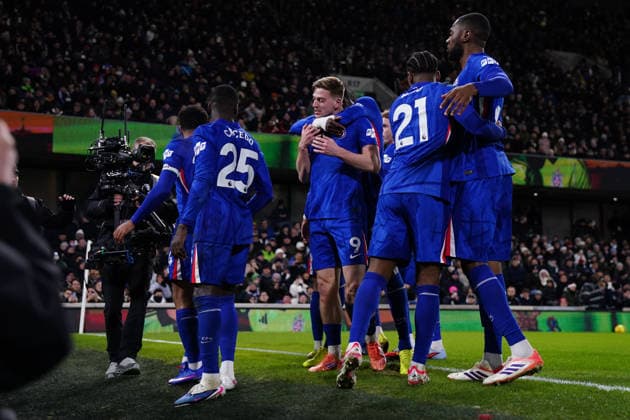 Premier League Fulham v Chelsea Liam Delap of Chelsea celebrates goal during the Premier League match Fulham vs Chelsea at Craven Cottage, London, United Kingdom, 7th January 2026 (Photo by Harvey Murphy News Images) Copyright: xHarveyxMurphy NewsxImagesx