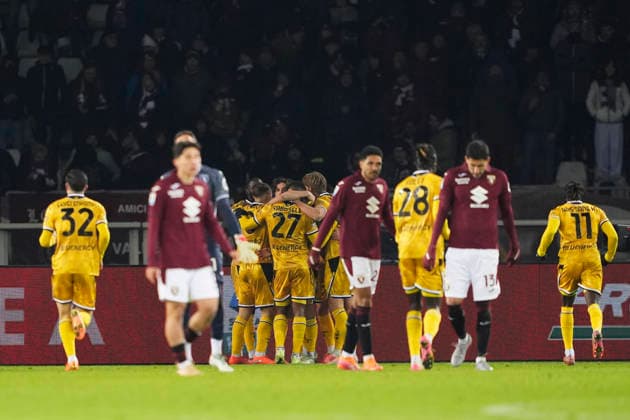 Udinese™s Nicolo Zaniolo celebrates after scoring the 0-1 goal for his team during the Serie A soccer match between Torino Fc and Udinese at the Stadio Olimpico Grande Torino in Turin, north west Italy - January 7, 2026. - Soccer  Copyright: xFabioxFerrari LaPressex