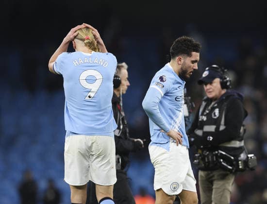 Manchester City v Brighton, FA Premier League 07.01.26 Manchester City v Brighton, FA Premier League Bradley Ormesher The Times Erling Haaland of Manchester City and Rayan Cherki at end of the match  Copyright: xBradleyxOrmesherx NINTCHDBPICT001050008540