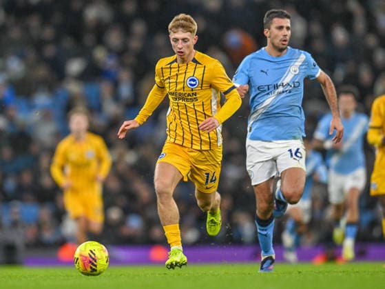 Manchester City v Brighton and Hove Albion Premier League Tom Watson of Brighton & Hove Albion during the Premier League match at the Etihad Stadium, Manchester 07 01 2026 UK Newspapers OUT Copyright: xKarlxVallantinex FIL-22758-0097